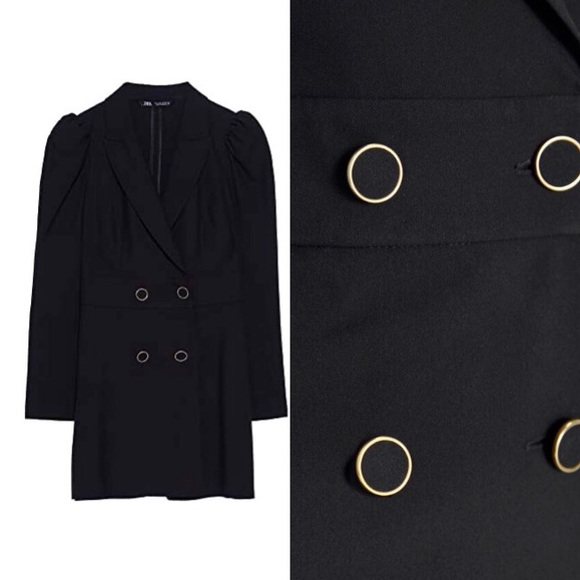 Zara NWT Black & Gold Buttoned Blazer Jumpsuit M - Picture 3 of 14
